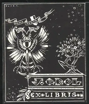 Exlibris von Doorn für J. Grol, Doppeladler & Hirschbock