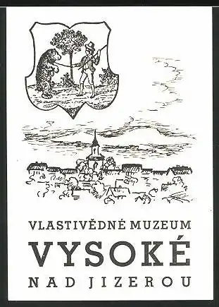 Exlibris Vlastivedne Muzeum Vysoke Nad Jizerou, Wappen & Ortsansicht Vysoke