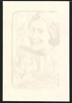 Exlibris von Horcicka für Vokalova Blaza, Frauen-Portrait & Blumenblüten