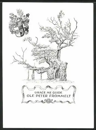 Exlibris Ole Peter Frommelt, Wappen und alte Eiche