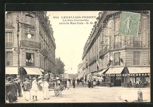 AK Levallois-Perret, La Rue Cormeille vers la Rue Gide