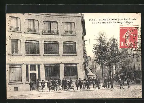 AK Montrouge, La Poste et l`Avenue de la Republique