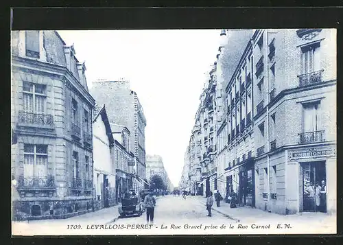 AK Levallois-Perret, La Rue Gravel prise de la Rue Carnot