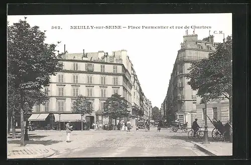 AK Neuilly-sur-Seine, Place Parmentier et rue de Chartres
