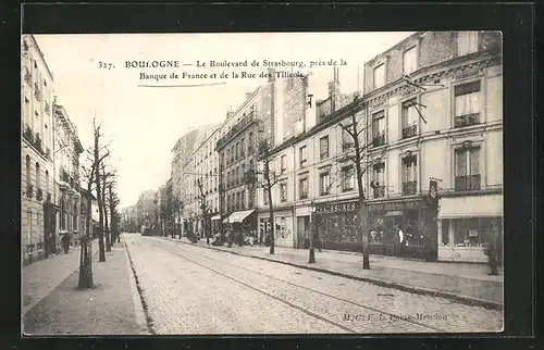 AK Boulogne, Le Boulevard de Strasbourg, pres de la Banque de France et de la Rue des Tilleuls