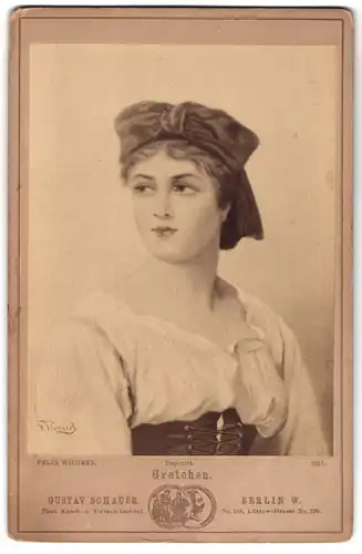 Fotografie Gustav Schauer, Berlin, Lützow-Str. 106, Gemälde Gretchen von Felix Wichert