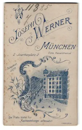 Fotografie Joseph Werner, München, Isarthorplatz 2 Ecke Kanalstrasse, Ansicht München, Blick auf das Haus des Fotografen
