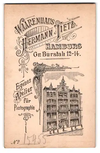Fotografie Hermann Tietz, Hamburg, Gr. Burstah 12-14, Ansicht Hamburg, Fasade des Warenhauses Hermann Tietz