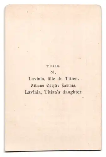 Fotografie Gemälde Titian, Lavinia fille du Titien