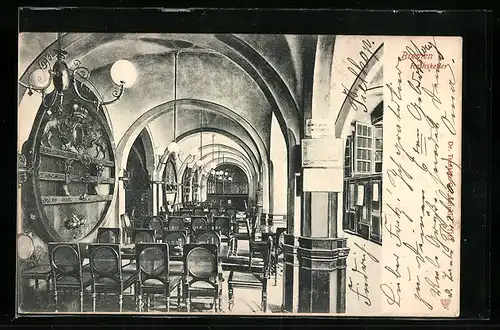 AK Bremen, Gasthaus Rathskeller mit Tischen