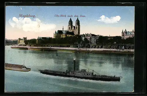 AK Magdeburg, Elbe-Blick auf den Dom