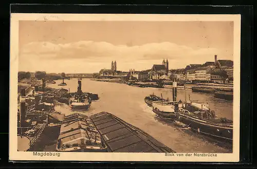 AK Magdeburg, Blick von der Nordbrücke