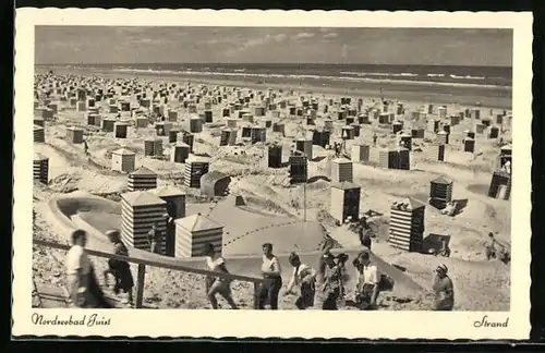 AK Juist /Nordsee, Strand mit Badegästen