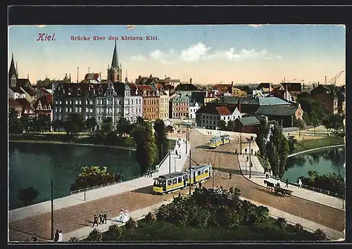 AK Kiel, Brücke über den Kleinen Kiel mit Strassenbahn