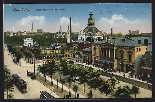 AK Hamburg-St. Pauli, Strassenpartie mit Gasthof Elbschloss-Bräu, Strassenbahn