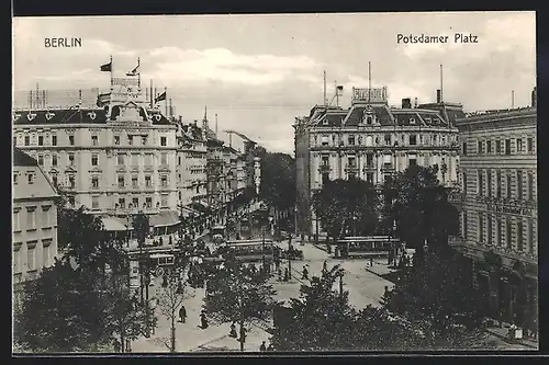AK Berlin-Tiergarten, Partie am Potsdamer Platz, Strassenbahn