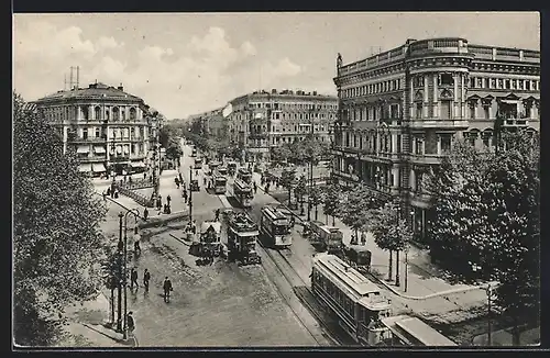 AK Berlin, Strassenbahnen auf der Potsdamer Brücke