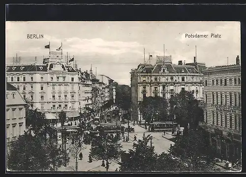AK Berlin-Tiergarten, Partie am Potsdamer Platz, Strassenbahn