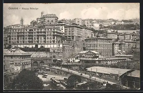 AK Genova, Piazza Principe, Strassenbahn