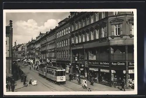 AK Chemnitz, Strassenbahn in der Poststrasse