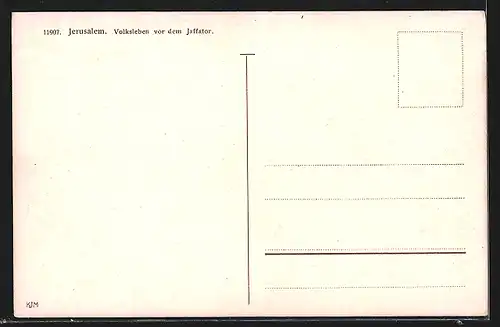 Künstler-AK Jerusalem, Volksleben vor dem Jaffator
