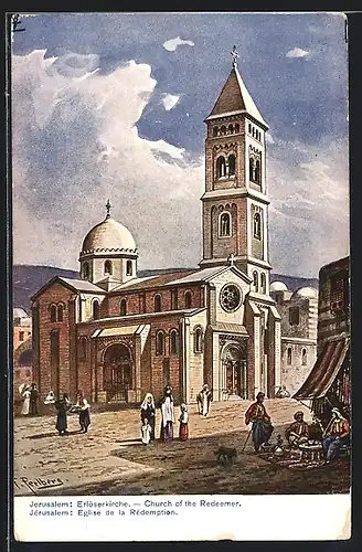 Künstler-AK Friedrich Perlberg: Jerusalem, Ansicht der Erlöserkirche