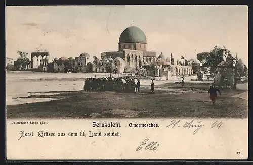 AK Jerusalem, Passanten vor der Omarmoschee