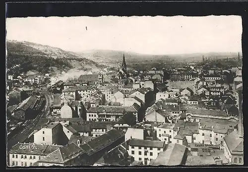 AK Usti n. L., Panorama mit Kirche