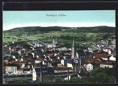 AK Aussig a. d. Elbe, Panorama