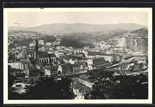 AK Aussig / Usti, Stadtansicht aus der Vogelschau