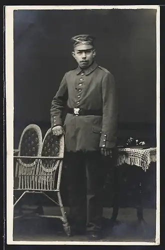 Foto-AK Soldat des Landsturm in Feldgrau Uniform Rgt. XVI 23