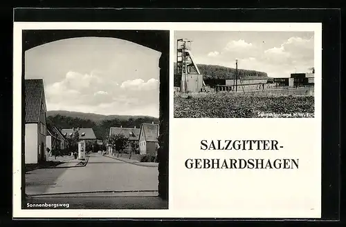 AK Salzgitter-Gebhardshagen, Schachtanlage HW I, Strasse Sonnenbergsweg