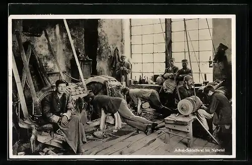 AK Nahetal, Arbeiter in Achat-Schleiferei für Edelsteine