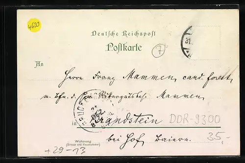 Winter-Lithographie Annaberg, Teilansicht mit Kirche