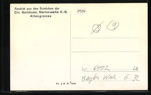 AK Altengronau, Betriebe der Chr. Gerhäuser Marmorwerke KG, Innenansicht