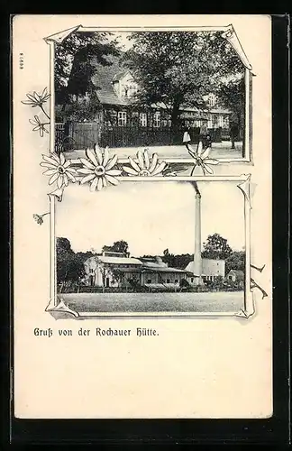 AK Rochau, Rochauer Hütte, Gebäudeansicht, Steinbruch