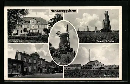AK Hoheneggelsen, Erdölgebiet bei Mölme, Ziegelei, Bahnhof