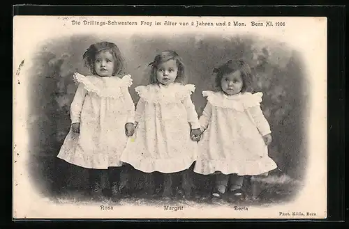 AK Drillings-Schwestern Frey aus Bern im Alter von 2 Jahren