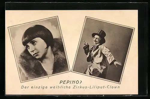 AK Pepino, der einzige weibliche Zirkus-Liliputaner-Clown