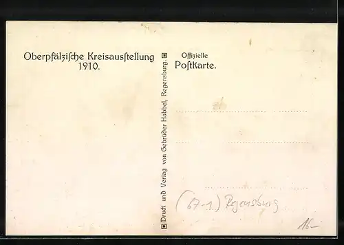 Künstler-AK Regensburg, Oberpfälzische Kreisausstellung 1910, Hauptrestaurant