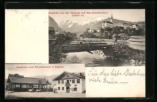 AK Kaprun, Gasthaus zum Kitzsteinhorn, Aussicht von der Veranda