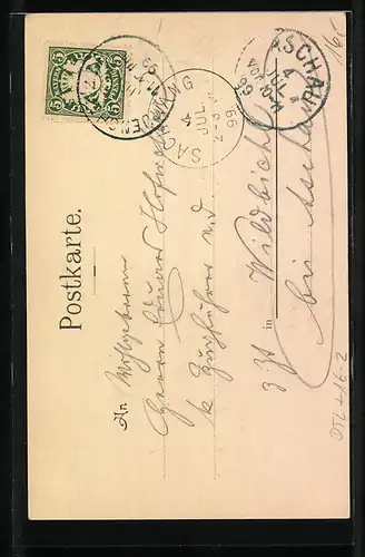 AK München, Radlerin saust am vom Mond gespannten Seil hinunter in die Stadt