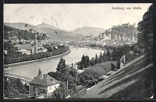 AK Salzburg, Teilansicht von Mülln