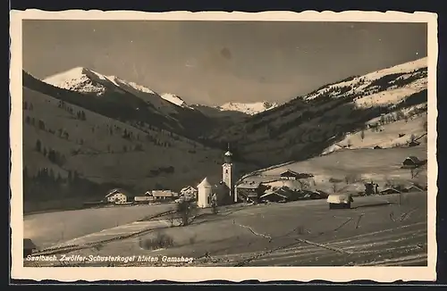 AK Saalbach, Gesamtansicht mit Zwölfer-Schusterkogel