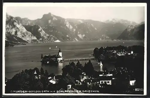 AK Gmunden, Schloss Orth mit Schlafender Griechin