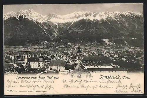 AK Innsbruck, Panorama vom Berg Isel aus