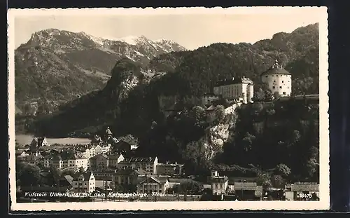 AK Kufstein /Unterinntal, Ortsansicht mit dem Kaisergebirge