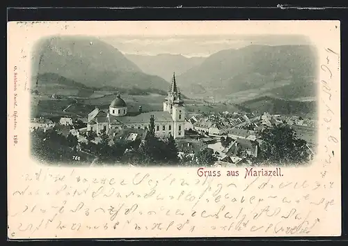 AK Mariazell, Teilansicht aus der Vogelschau