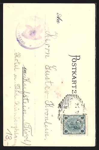 Lithographie Hinterbärenbad, Ansicht der Ortschaft im Kaiserthal