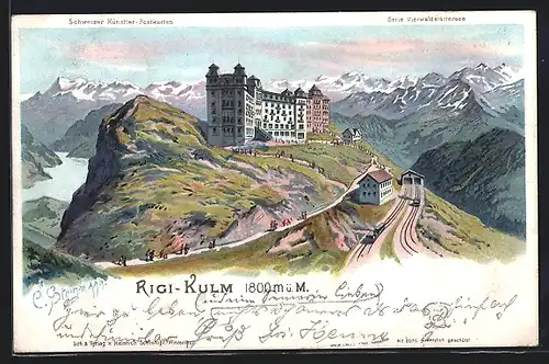 Künstler-AK C. Steinmann: Rigi-Kulm, Hotel aus der Ferne um 1900